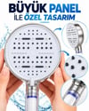 6 Sprey Modlu Filtreli Duş Başlığı Büyük Su Paneli Silikon Nozullu Beyaz Modern Tasarım
