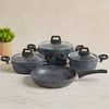 7 Parça Granit Tencere ve Tava Seti (20-24cm Derin, 27cm Cam Kapak, 26cm Tava)