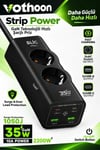 Akım Korumalı Priz 2 Ac Soket 2 Usb-a 2 Usb-c 35w Hızlı Şarj 1050j Koruma 2 Mt Kablo 2200w