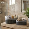 Bambu Kenarlı Oval Organizer Sepet (Ahşap Tabanlı, Bezli) 21x14-25x16 cm