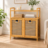 Bambu Kirli Çamaşır Sepeti 2 Bölmeli 2 Kat Organizer 80x33x87 cm