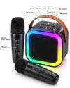Bluetooth Bağlantılı Led Işıklı Karaoke Ses Sistemi Ve İki Kablosuz Mikrofon