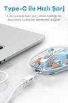 Bluetooth USB Çift Modlu Sessiz Mouse, Şeffaf Mıknatıslı Kapaklı, Type-C Şarjlı, DPI Ayarlı, Kablosuz 10m Çekim Mesafeli, Masaüstü Kısayol Tuşlu, Taşınabilir Şarjlı Mouse Beyaz