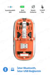 Bluetooth USB Çift Modlu Sessiz Mouse, Şeffaf Mıknatıslı Kapaklı, Type-C Şarjlı, DPI Ayarlı, Kablosuz 10m Çekim Mesafeli, Masaüstü Kısayol Tuşlu, Taşınabilir Şarjlı Mouse Turuncu