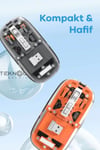 Bluetooth Usb Çift Modlu Sessiz Mouse, Şeffaf Mıknatıslı Kapaklı, Type-c Şarjlı, Dpı Ayarlı, Kablosuz 10m Çekim Mesafeli, Masaüstü Kısayol Tuşlu, Taşınabilir Şarjlı Mouse Turuncu