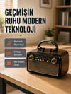 Bluetooth’lu Led Işıklı Nostaljik Müzik Kutusu – Ahşap Dokulu, Vintage Tasarım Ve Yüksek Ses Kalitesi