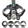 Boruit T6 Kafa Feneri 5000 Lumens 3xcree Xm-t6+2r5 Lamba Led Kamp Lambası