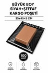 Büyük Boy Siyah Şeffaf Kargo Poşeti 35x45+5 Cm 100 Adet