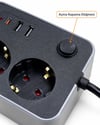 Çalışma Alanlarına Uygun Anahtarlı Usb Ve Type C Şarj Çıkışlı Kablolu Çoklu Priz