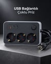 Çalışma Alanlarına Uygun Anahtarlı Usb Ve Type C Şarj Çıkışlı Kablolu Çoklu Priz