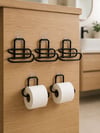 Delmeden Monte Tuvalet Kağıdı Askısı Siyah Metal Yapışkanlı Banyo Kağıtlığı 5’li Set