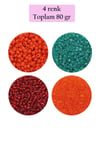 Dökme Cam Kum Boncuk (11/0) 2 mm - 4 Renk - Toplam 80 Gram -  BNC402
