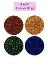 Dökme Cam Kum Boncuk (8/0) 3 mm - 4 Renk - Toplam 80 Gram - BNC424