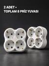 Duvar Tipi 4 Çıkışlı Priz Çoğaltıcı Kablosuz Kompakt Tasarım 2 Adet