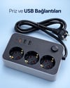 Elektrik Ve Şarj Bağlantılarını Bir Arada Sunan Usb Ve Type C Çıkışlı Akım Korumalı Priz