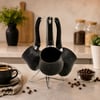 Granit Çelik Cezve Seti 4'lü (230/280/380 ml) Metal Standlı
