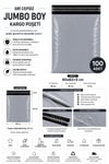 Gri Cepsiz Jumbo Boy Kargo Poşeti 60x62+5 Cm 100 Adet