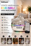 Gümüş Vazo Model Rgb Işıklı Hava Nemlendirici & Aromaterapi Difüzör – 550 Ml Kumandalı