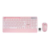 Kablosuz Klavye Mouse Seti - Telefon & Tablet Standlı (Beyaz/Pembe)