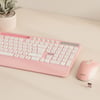 Kablosuz Klavye Mouse Seti - Telefon & Tablet Standlı (Beyaz/Pembe)