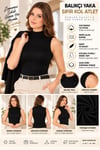 Kadın Balıkçı Yaka Sıfır Kol Atlet Siyah, Esnek Kumaş, Vücuda Oturan Basic Kolsuz Body - ryl - 2614