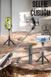 Kumandalı Tripod Telefon Tutucu Selfie Çubuğu 360 Derece Dönebilen