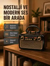 Led’li Nostaljik Bluetooth Hoparlör – Vintage Tasarım, Ahşap Doku