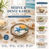 Midye ve Deniz Kabuğu Vazo Taşı Ahşap Sepetli