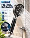 Modern Tasarımlı 6 Modlu Filtreli Duş Başlığı Büyük Panel Metalik Siyah Duş Atı