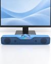Monitör Altı Kullanıma Uygun Rgb Işıklı Bluetooth Soundbar Hoparlör 1500 Mah Mavi