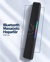 Monitör Altı Kullanıma Uygun Şarj Edilebilir Bluetooth Soundbar Hoparlör Siyah