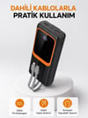 Powerbank 20000 Mah Dijital Ekranlı Ve Çok Kablolu Hızlı Şarj Cihazı