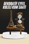 Retro Eyfel Kulesi Ve Kum Saati Dekoratif Ahşap Görünümlü Masa Biblosu