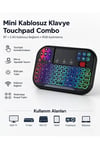 Rgb Işıklı Mini Kablosuz Klavye Touchpad Combo, Bluetooth Ve 2.4g Smart Tv Kumandası
