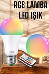 Rgb Led Lamba Led Işık Ampul Renk Değiştirebilen 100 Watt