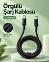 Type C To Type C Led Işıklı Şarj Kablosu 1,2 Metre
