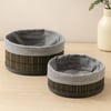 Yuvarlak Organizer Sepet - Bambu Kenarlı Ahşap Taban Bezli (Çap 22x24 cm)