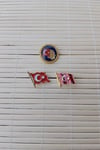 3 Adet Dalgalanan Bayrak Ata Rozeti Sarrafiyeli Taki Ceket Yaka İgnesi Yaka Rozeti