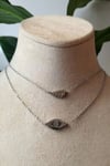 Goz Nazar Boncuklu Yaprak Tasarim İnce Silver Cift Zincirli Gumus Renkli Zirkon Tasli Kaliteli Paslanmaz Celik Kolye Stainless Stell