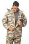Hava Kuvvetleri Yeni Kamuflaj Renkli Uzun Kollu Sapkali Fermuarli Airsoft Parka Mont Kaban