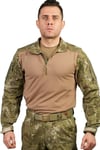Kara Kuvvetleri Yeni Kamuflaj Renkli Uzun Kollu 4 Cepli Bato Yaka Ceyrek Fermuarli Operasyon Taktik Combat Tisort