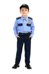 Polis Genel Hizmet Yeni Model Uzun Kollu Mavi Renkli Gomlek Siyah Sapkali Siyah Palaskali Polis Cocuk Kostum Takimi