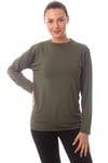 Uzun Kollu Sedef Yesili Renkli Yuvarlak Yakali Microfiber Nano Thermal İclik Tisort