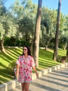 Desenli Keten Şortlu Takım