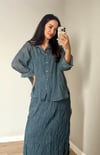 İndigo Oversize İnce Gömlek