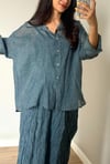 İndigo Oversize İnce Gömlek