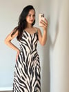 Zebra Desenli Saten Elbise