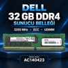 Dell 32GB DDR4 3200MHz ECC UDIMM 2Rx8 Sunucu Belleği AC140423