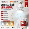 Helios Vantilatörlü LED Ampul E27 Duy Uzaktan Kumandalı 3 Modlu Fanlı Lamba