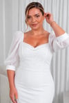 Beyaz İnceli Beyaz Elbise 2516